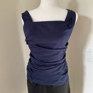 Ann Taylor sleeveless ruched top. True Navy.